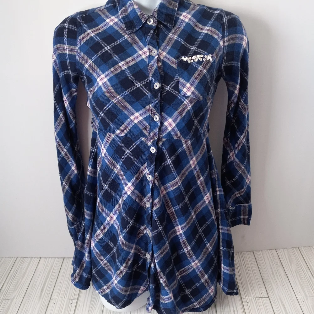 Justice Flannel Plaid Long Sleeve Dress